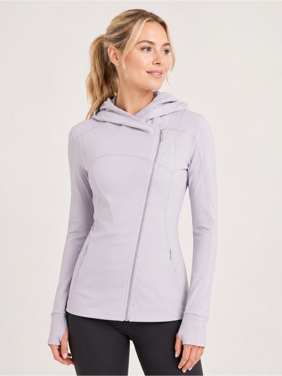 lululemon athletica Jackets & Blazers - Lululemon Dusty Mauve Asymmetrical Zip Hooded Jacket Size 6